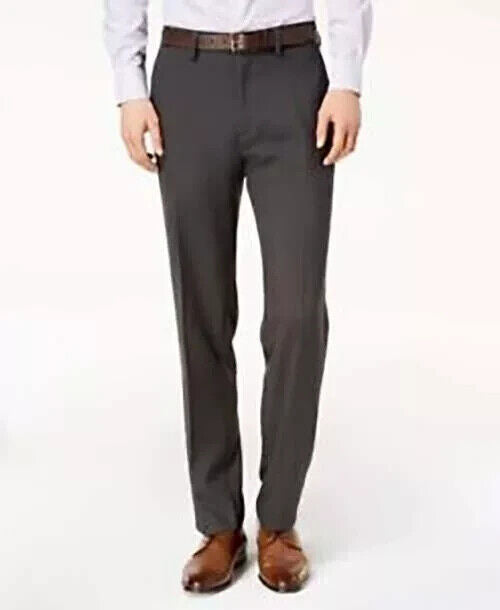 Kenneth Cole Men's Precision Fit Wool Blend Dress Trousers, CHARCOAL, 42 X 32